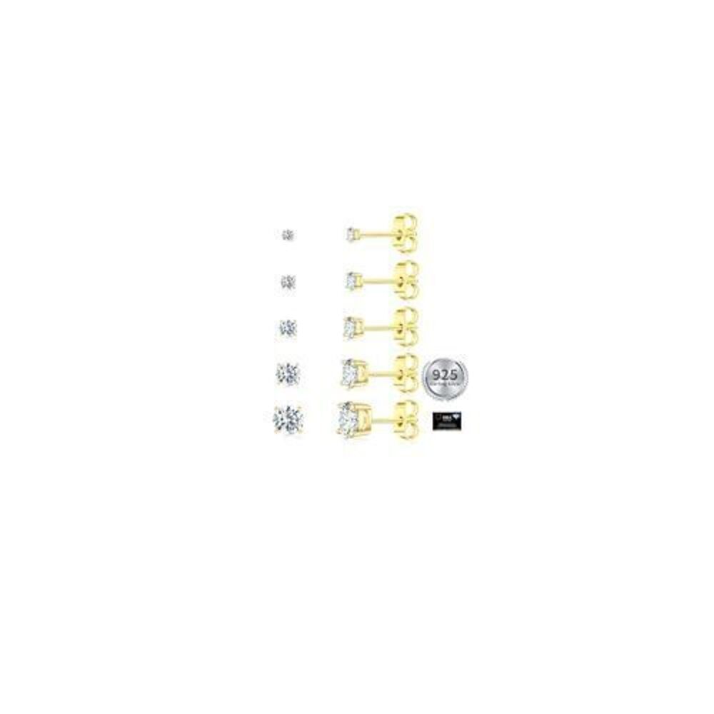 1488 Moissanite Stud Earrings Set, 925 Sterling Silver, 18K White Gold